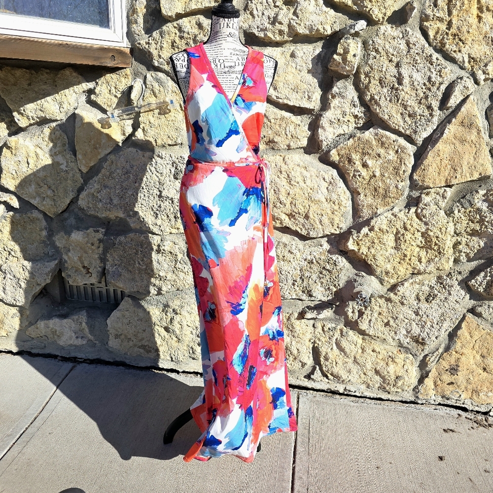 Trina Turk Sz 4 Colorful Maxi Wrap Dress Great For Weddings Partys Vacation EUC